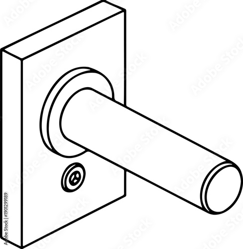 Modern Door Handle Icon, Minimalist Door Lever Line Art Illustration for Interior Design and Hardware Concepts