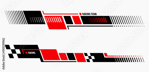 Set of minimalist style of car decal, stripes, vinyl, and sticker. Car side graphic design. Elegant vehicle decoration.