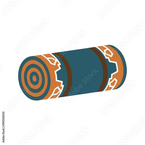 Vibrantly patterned rolled mat perfect for outdoor adventures or mindful relaxation