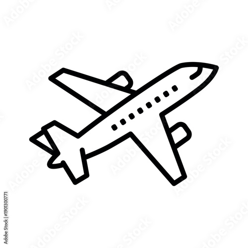 Airplane silhouette line icon. Vector illustration