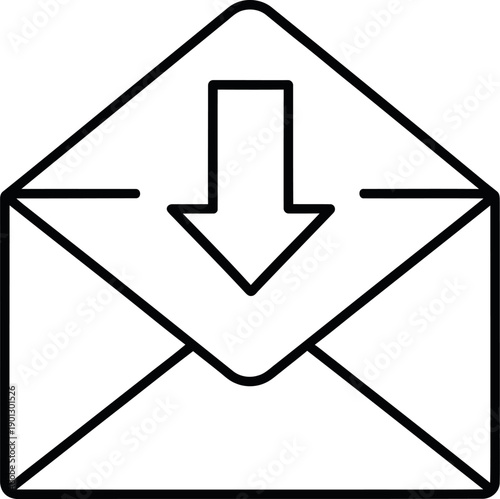 Open envelope with downward arrow mail letter communication