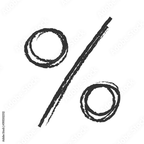 Grunge Textured Percentage Symbol Hand Drawn Black Ink