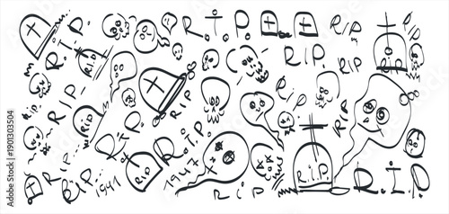 Hand drawn vector sketch of  Halloween or gothic concepts.