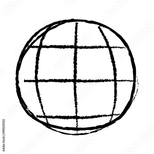 Rough Grunge Ink Sketch of Global Grid Sphere