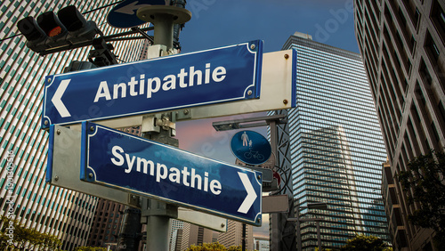 Canvastavla Signposts the direct way to sympathy versus antipathy