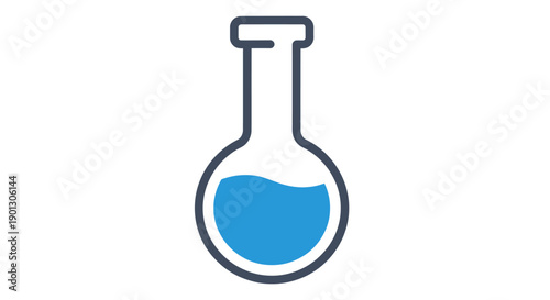 Laboratory Flask with Blue Liquid Illustration.