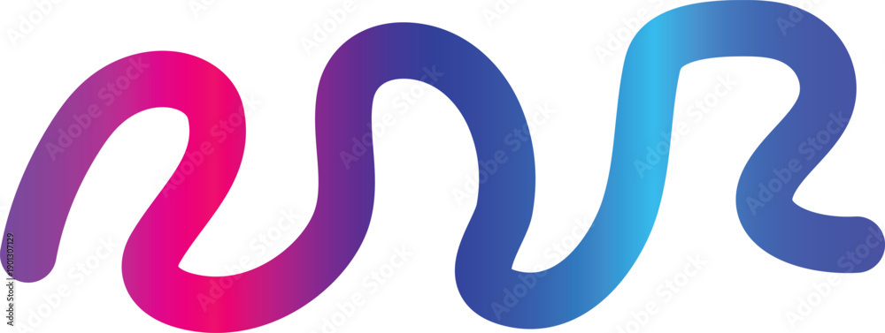Obraz premium Abstract Gradient Wave Line Ribbon, Colorful 3D Flow Curve, Modern Spiral Shape Isolated on White and Black Background, Vector Illustration