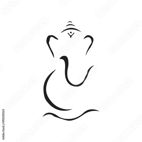 Black and white elephant head symbol animal