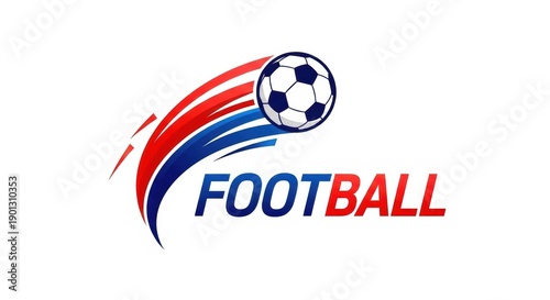 Free Download A vibrant logo featuring a soccer ball with dynamic red and blue trails - GFXLoad