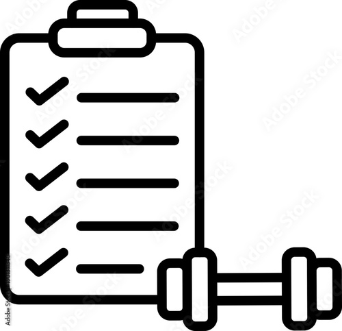 Workout Routine Fitness App line Icon, Exercise Plan Training Icon, Workout Schedule Gym Icon