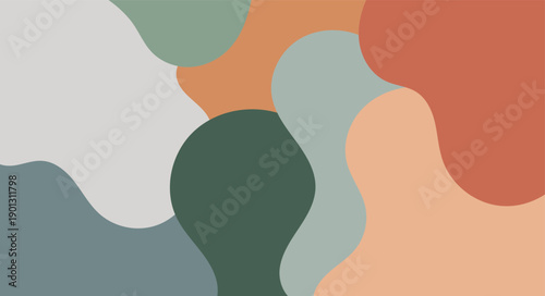 Abstract background with flowing shapes in muted gray and green tones