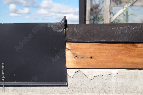 Tablou pe pânză Roof metal flashing removed or blown off