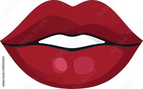Red lips vector illustration on white background