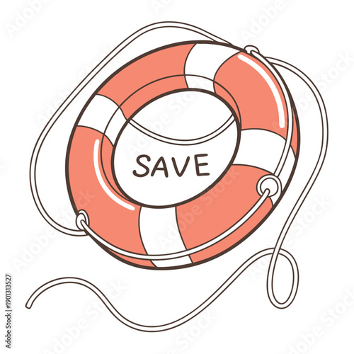 Lifebuoy with white background. 