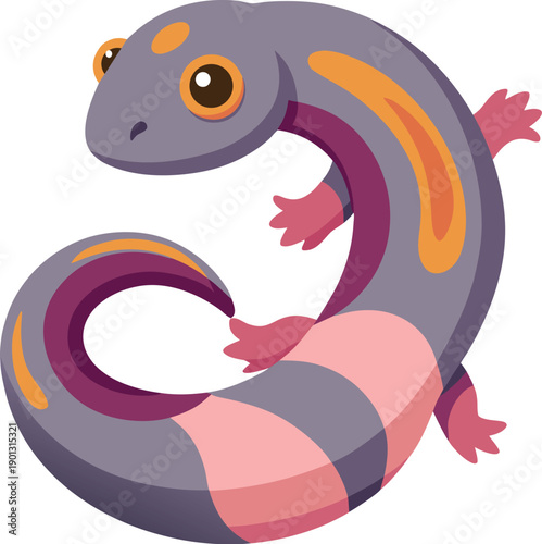 Vector illustration of a cartoon caecilian isolated on transparent background