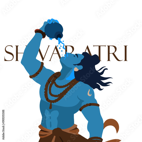 Shivratri - Lord Shiva Drinking Poison Neelkanth Illustration for Maha Shivratri Festival