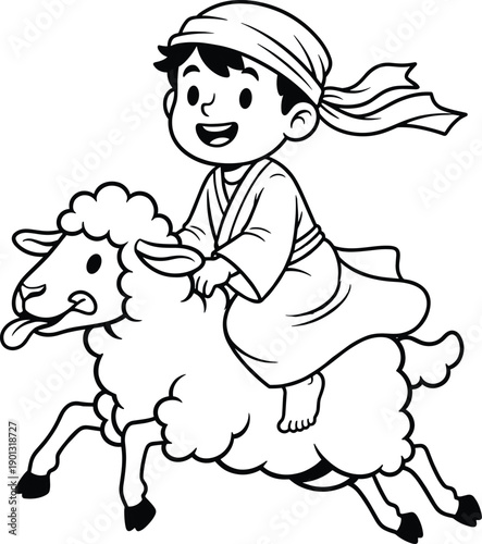 Detailed Line Art Illustration of a Traditional Islamic Lantern with Ornate Geometric Patterns and Crescent Moon Finial for Religious Holiday Coloring Page