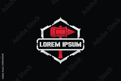 post-apocalyptic mallet style logo vector image template