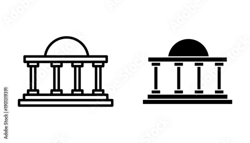 City hall building Icon set. Symbol isolated on white background. vector illustration