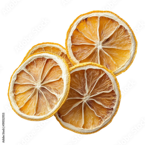 Dried orange slices, dehydrated citrus fruit, orange fruit leather, healthy snack isolated on Transparent Background