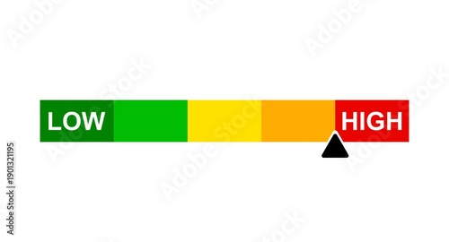 Level Meter Animation with Progress Scale from Low to High for Rating and Performance