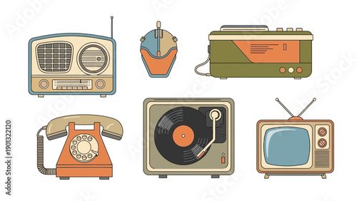 Retro electronic devices for nostalgic decoration
