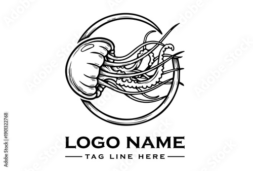 A surreal vector illustration of an open hand holding intestines within a circle, conveying illness and health concepts in a simple, black line art style on a white background.