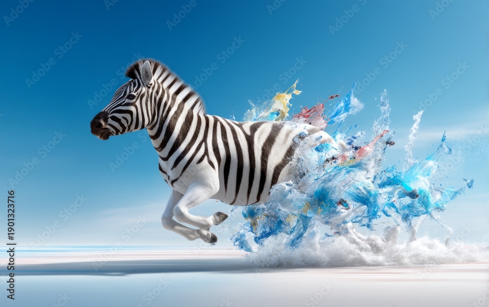Fototapeta premium Energetic Surreal Depiction of Zebra with Stripes in Vibrant Landscape