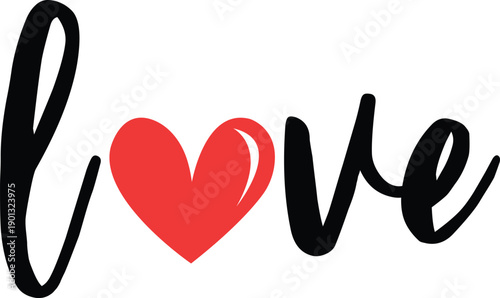 Love typography design on plain white transparent isolated background for card, shirt, hoodie, sweatshirt, apparel, tag, mug, icon, poster or badge