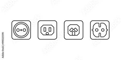 electricity. outline icons of sockets. vector illustration