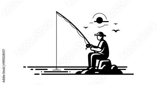 fisherman with fishing rod