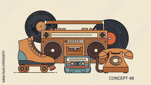 Retro technology and music items for nostalgic projects