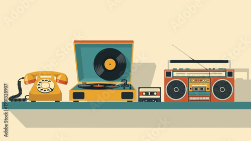 Retro electronic devices on display