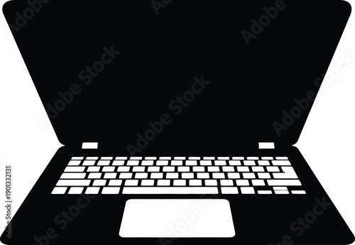 Minimalist Laptop Silhouette Open Screen Concept