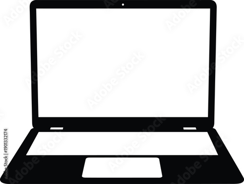 High Contrast Laptop Silhouette on White Background