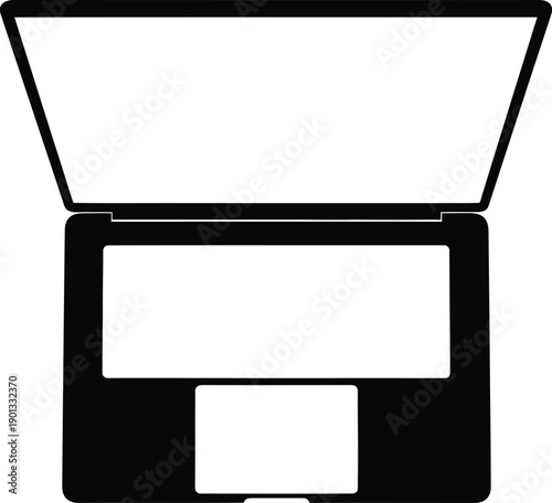 Open Laptop Silhouette on White Background Minimal Design