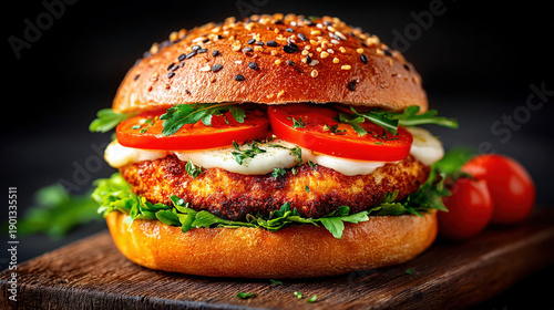 A crumbed chicken patty burger