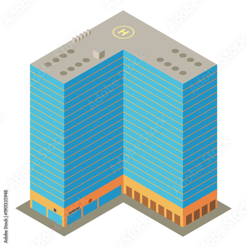 Isometric appartment complex building