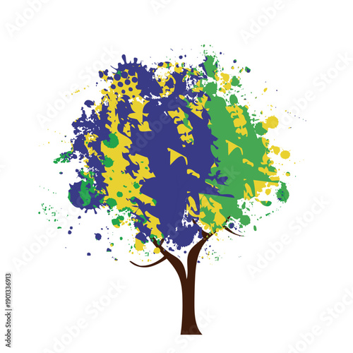 Artistic painted abstract tree
