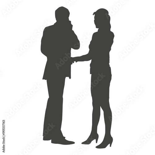 Businessman woman talking phone