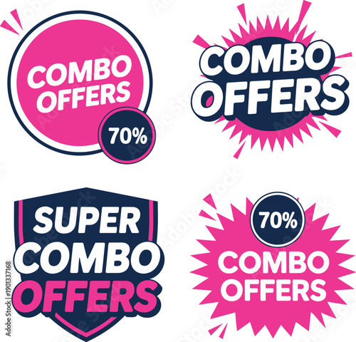 combo offer graphics with various design elements and a percent discount.