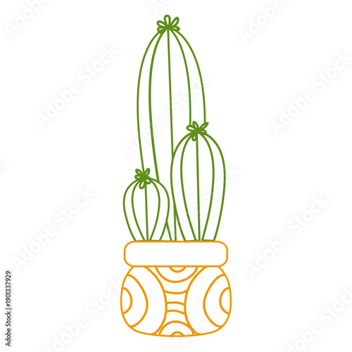 Cactus pot colorful silhouette