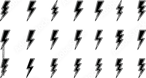 Lightning Icons Black And Outlined Lightning Bolt Icons Power Symbol