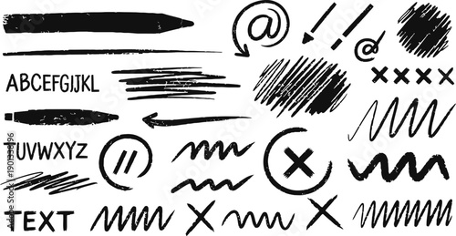 Red Underline Scribble Marker Or Pencil Strokes Rough Textured Lines