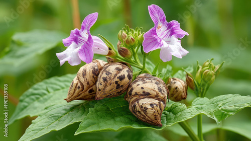 Garden balsam seed pods and...