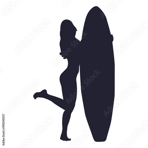 Girl with surfboard silhouette