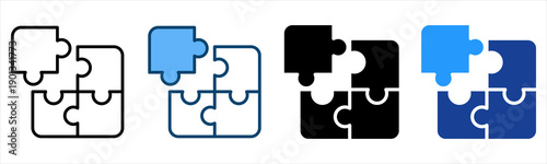 Puzzle Icon Multiple Style Vector Collection   
