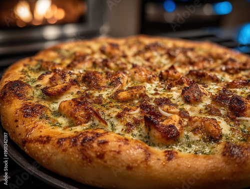 A delicious pizza topped wi...