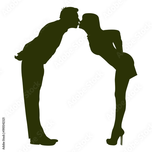 Couple kissing with love silhouette