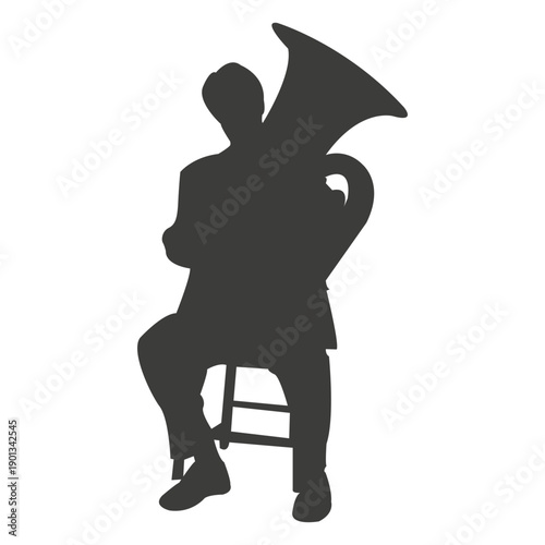 Tuba player silhouette